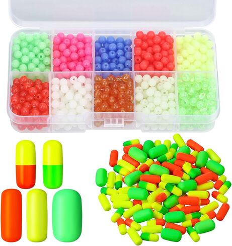 1100 Foam Floats Fishing Beads Assorted Set Small Fishing Floats Bright Color Pompano Floats Glow Fishing Rig Beads for Saltwater Freshwater Fishing Lure Tackle Trout Catfish Walleye in Saudi Arabia