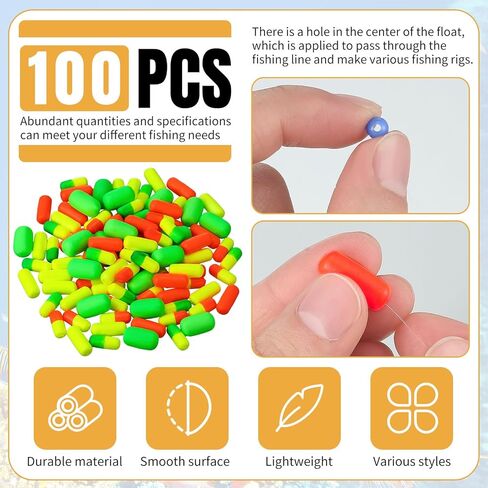 1100 Foam Floats Fishing Beads Assorted Set Small Fishing Floats Bright Color Pompano Floats Glow Fishing Rig Beads for Saltwater Freshwater Fishing Lure Tackle Trout Catfish Walleye in Saudi Arabia