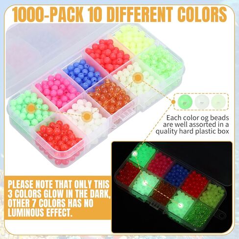 1100 Foam Floats Fishing Beads Assorted Set Small Fishing Floats Bright Color Pompano Floats Glow Fishing Rig Beads for Saltwater Freshwater Fishing Lure Tackle Trout Catfish Walleye in Saudi Arabia