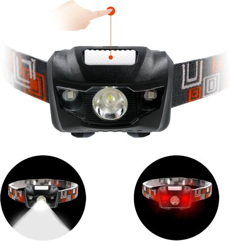 MENCH Headlamp for Kids & Adults,2 Packs Outdoor Camping Hiking Running Head lamp with White & Red Light, IPX4 Waterproof LED Headlight with Adjustable Headband,6 AAA Batteries Included in Saudi Arabia