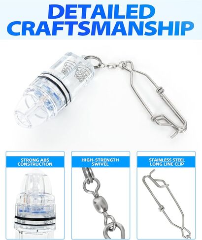 BLUEWING 3pcs Fishing Deep Drop Light with Stainless Steel Long Line Clip Deep Sea Fishing Light 2000 ft Underwater Fish Attracting Lamp for Swordfish, Tuna, Grouper, 4.3" in Saudi Arabia