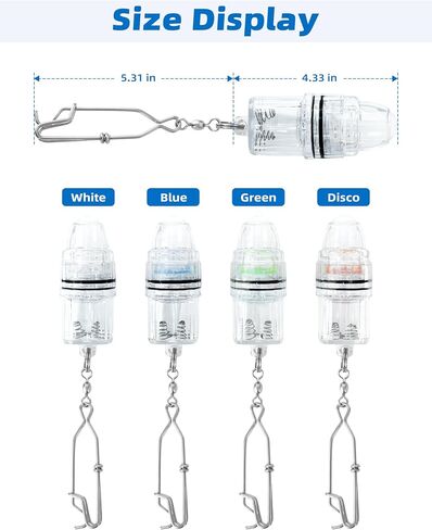 BLUEWING 3pcs Fishing Deep Drop Light with Stainless Steel Long Line Clip Deep Sea Fishing Light 2000 ft Underwater Fish Attracting Lamp for Swordfish, Tuna, Grouper, 4.3" in Saudi Arabia