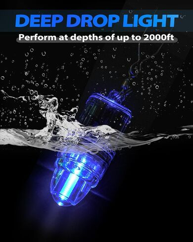 BLUEWING 3pcs Fishing Deep Drop Light with Stainless Steel Long Line Clip Deep Sea Fishing Light 2000 ft Underwater Fish Attracting Lamp for Swordfish, Tuna, Grouper, 4.3" in Saudi Arabia
