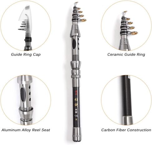 doorslay Fishing Rod and Reel Combos, Carbon Fiber Fishing Pole Combo Set, Telescopic Rods Spinning Reels Lures Set with Carrier Bag for Freshwater Saltwater Kit Fishing Gifts for Men Women in Saudi Arabia
