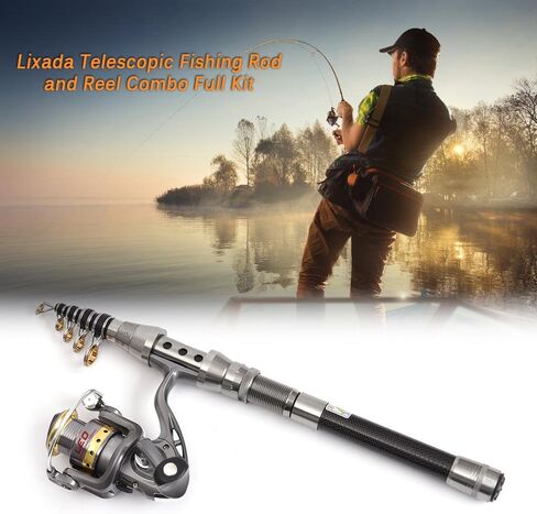 doorslay Fishing Rod and Reel Combos, Carbon Fiber Fishing Pole Combo Set, Telescopic Rods Spinning Reels Lures Set with Carrier Bag for Freshwater Saltwater Kit Fishing Gifts for Men Women in Saudi Arabia