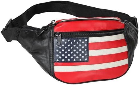 حقيبة خصر جلدية من Home-X للرجال والنساء - حقيبة خصر أنيقة للسفر والمشي لمسافات طويلة والجري - حزام قابل للتعديل، حقيبة الورك ذات سعة كبيرة، منظم حزام أنيق - حقيبة خصر للجنسين للاستخدام اليومي، علم in Kuwait