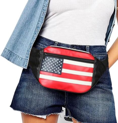 حقيبة خصر جلدية من Home-X للرجال والنساء - حقيبة خصر أنيقة للسفر والمشي لمسافات طويلة والجري - حزام قابل للتعديل، حقيبة الورك ذات سعة كبيرة، منظم حزام أنيق - حقيبة خصر للجنسين للاستخدام اليومي، علم in Kuwait