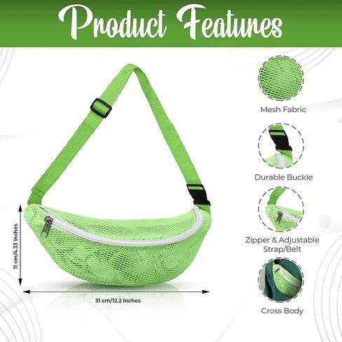 Beach Mesh Fanny Pack, Seashell Bag Mesh Beach Bag Breathable Waterproof Adjustable Belt Portable Lightweight Outdoor Sports Waist Pack for Travel in Saudi Arabia
