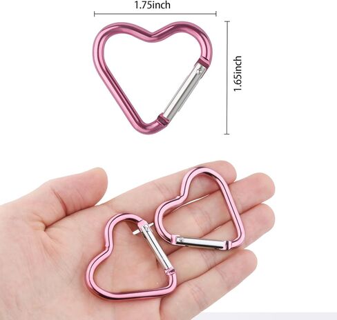 10 Pcs Heart Carabiner Clip - Cute Keychain Clip, Heart Pink Carabiner, Heart Shaped Aluminum Alloy Carabiner for Keys for Outdoor Traveling Walking Backpack Accessory in Saudi Arabia