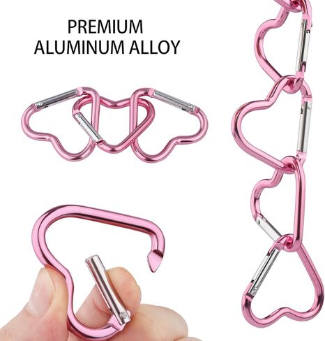 10 Pcs Heart Carabiner Clip - Cute Keychain Clip, Heart Pink Carabiner, Heart Shaped Aluminum Alloy Carabiner for Keys for Outdoor Traveling Walking Backpack Accessory in Saudi Arabia