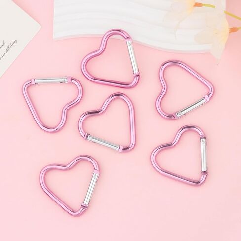 10 Pcs Heart Carabiner Clip - Cute Keychain Clip, Heart Pink Carabiner, Heart Shaped Aluminum Alloy Carabiner for Keys for Outdoor Traveling Walking Backpack Accessory in Saudi Arabia