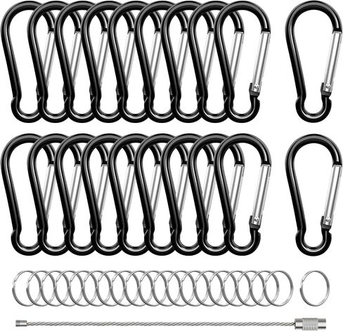 20PCS 2" Mini Carabiner Clips, Aluminum Spring Snap Hook with 20PCS Wire Key Ring Clips in Saudi Arabia