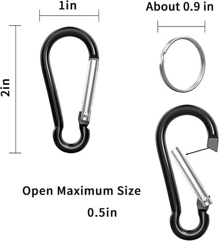 20PCS 2" Mini Carabiner Clips, Aluminum Spring Snap Hook with 20PCS Wire Key Ring Clips in Saudi Arabia