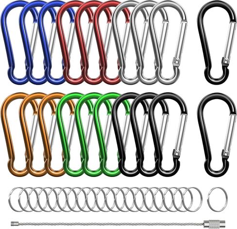 20PCS 2" Mini Carabiner Clips, Aluminum Spring Snap Hook with 20PCS Wire Key Ring Clips in Saudi Arabia