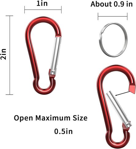 20PCS 2" Mini Carabiner Clips, Aluminum Spring Snap Hook with 20PCS Wire Key Ring Clips in Saudi Arabia