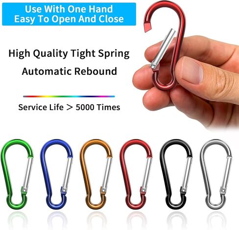 20PCS 2" Mini Carabiner Clips, Aluminum Spring Snap Hook with 20PCS Wire Key Ring Clips in Saudi Arabia