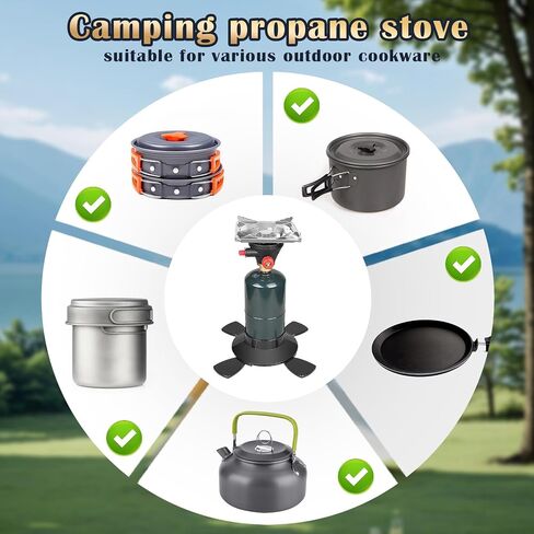 Camping Propane Stove, 10,000 BTU Portable Gas Stove, Propane Burner Camping Stove, Adjustable Flame Backpacking Stove for Outdoor Cooking in Saudi Arabia