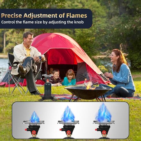 Camping Propane Stove, 10,000 BTU Portable Gas Stove, Propane Burner Camping Stove, Adjustable Flame Backpacking Stove for Outdoor Cooking in Saudi Arabia