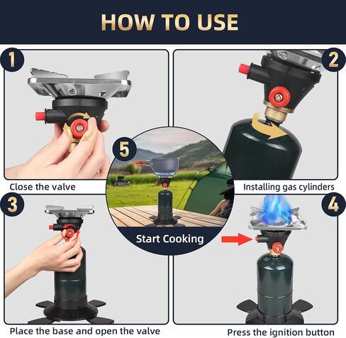 Camping Propane Stove, 10,000 BTU Portable Gas Stove, Propane Burner Camping Stove, Adjustable Flame Backpacking Stove for Outdoor Cooking in Saudi Arabia