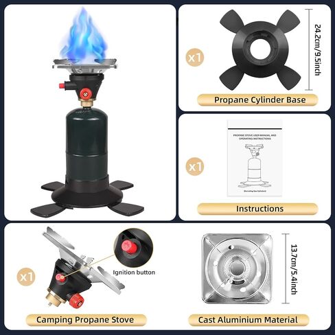 Camping Propane Stove, 10,000 BTU Portable Gas Stove, Propane Burner Camping Stove, Adjustable Flame Backpacking Stove for Outdoor Cooking in Saudi Arabia