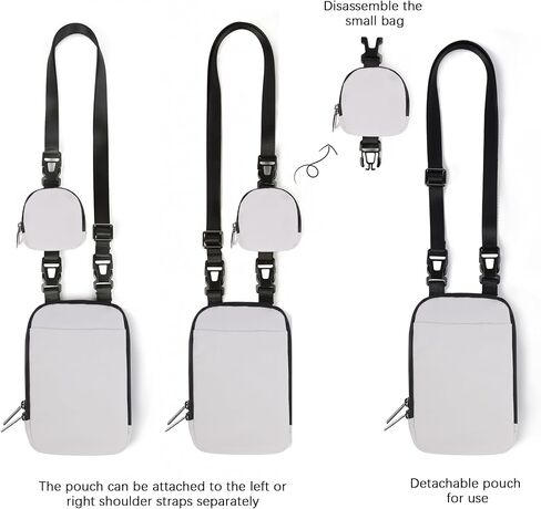 Modular Crossbody Bag with Removable Small Pouch, Water Repellent Belt Pack for Cell Phone Travel Workout Running in Saudi Arabia