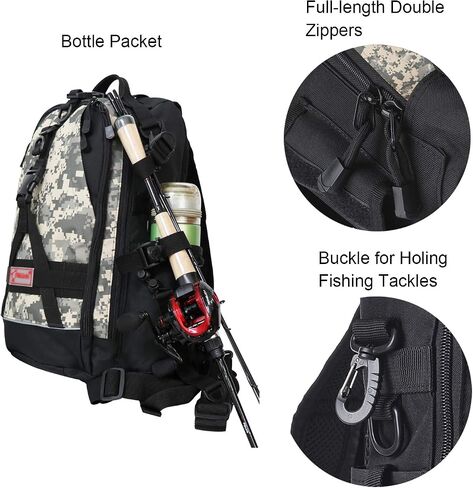 Fiblink Fishing Tackle Bag Backpack Large Tackle Bag with Storage Outdoor Shoulder Backpack Cross Body Sling Fishing Bag in Saudi Arabia
