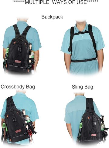 Fiblink Fishing Tackle Bag Backpack Large Tackle Bag with Storage Outdoor Shoulder Backpack Cross Body Sling Fishing Bag in Saudi Arabia