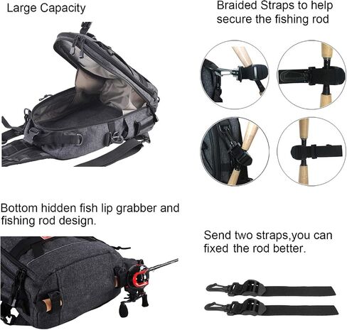 Fiblink Fishing Tackle Bag Backpack Large Tackle Bag with Storage Outdoor Shoulder Backpack Cross Body Sling Fishing Bag in Saudi Arabia