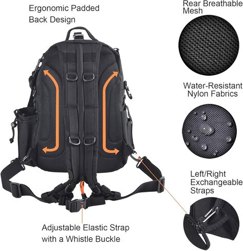 حقيبة ظهر لصيد الأسماك من فيبلينك، حقيبة مقاومة للماء مع مساحة تخزين كبيرة في الهواء الطلق، حقيبة ظهر للكتف، حقيبة صيد - رمادي in Kuwait