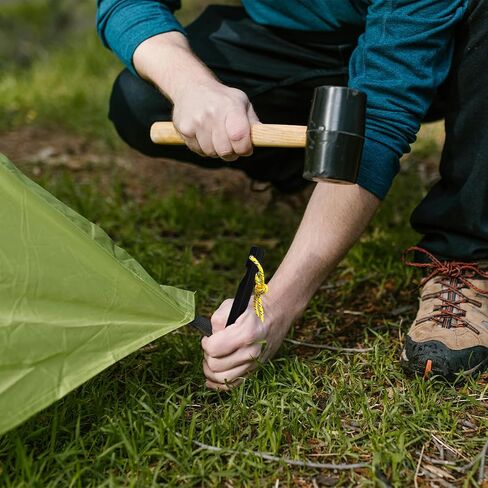 12 Pack Tent Stakes, 7-inch Ultralight Aluminum Ground Pegs with Reflective Pull Ropes, Y-Shape Stakes in a Carrying Bag, for Camping, Backpacking, Hiking Tent, Hammocks and Canopy, Black in Saudi Arabia
