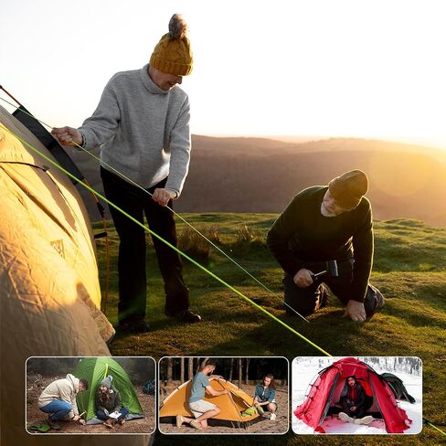 12 Pack Tent Stakes, 7-inch Ultralight Aluminum Ground Pegs with Reflective Pull Ropes, Y-Shape Stakes in a Carrying Bag, for Camping, Backpacking, Hiking Tent, Hammocks and Canopy, Black in Saudi Arabia