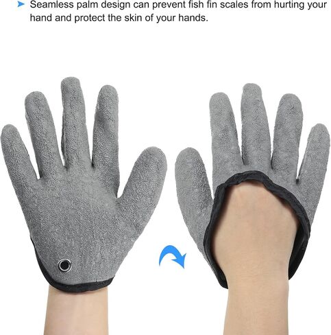 PATIKIL Fishing Gloves 1 Pair Fisherman Professional Catch Fish Gloves Non-Slip Puncture Resistant Waterproof Fillet Glove for Handling Catching, Grey in Saudi Arabia
