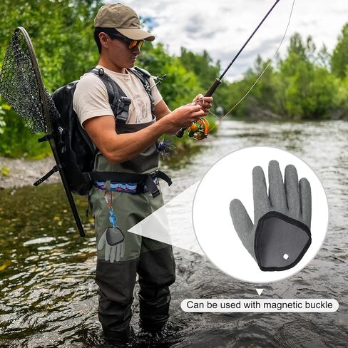 PATIKIL Fishing Gloves 1 Pair Fisherman Professional Catch Fish Gloves Non-Slip Puncture Resistant Waterproof Fillet Glove for Handling Catching, Grey in Saudi Arabia