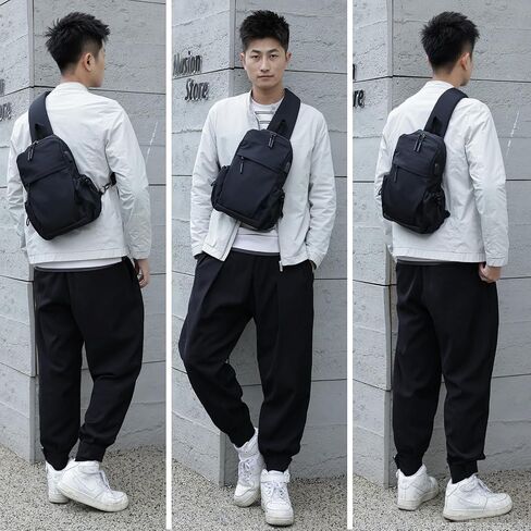 Sling Bag Crossbody Bag Sling Backpack for Men Women, Shoulder Bag Chest Crossbody Bag for Men Women, Lightweight Waterproof Sling Bag for Men Women USB Charging Port Travel Hiking in Saudi Arabia