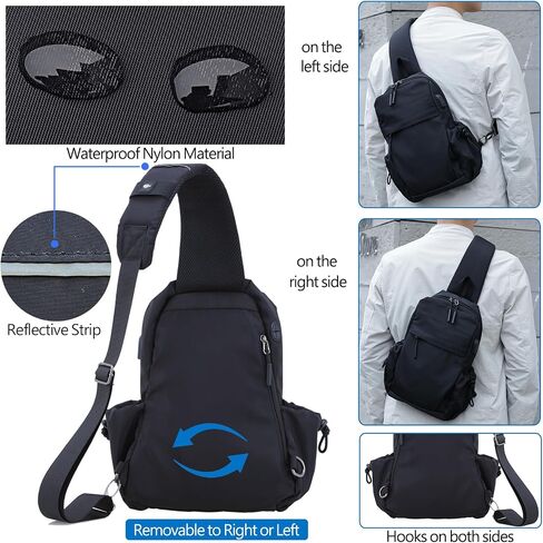 Sling Bag Crossbody Bag Sling Backpack for Men Women, Shoulder Bag Chest Crossbody Bag for Men Women, Lightweight Waterproof Sling Bag for Men Women USB Charging Port Travel Hiking in Saudi Arabia