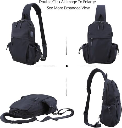 Sling Bag Crossbody Bag Sling Backpack for Men Women, Shoulder Bag Chest Crossbody Bag for Men Women, Lightweight Waterproof Sling Bag for Men Women USB Charging Port Travel Hiking in Saudi Arabia