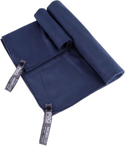 Microfiber Travel & Sports 3 Towel Bundle - Navy Blue - Ultra Absorbent and Quick Drying - Quik Snap Hang Loop - 12"x24", 24"x48", and 30"x60" in Saudi Arabia