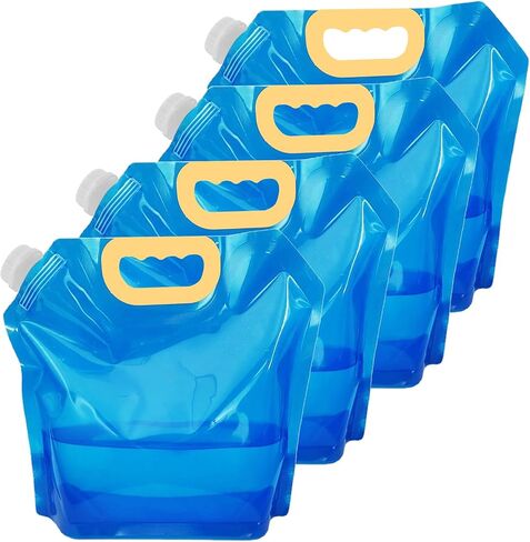 4 PCS Collapsible Water Container Bag 10L/2.6 Gallon, No-Leak Freezable Foldable Water Bottle, BPA Free Food Grade Plastic Storage Jug for Camping Hiking Travel Backpack Emergency Survival Kit in Saudi Arabia