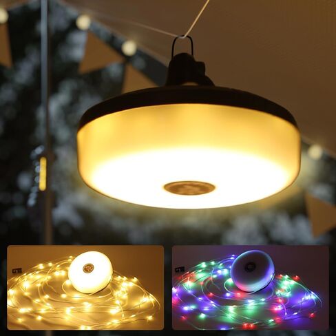 Camping String Lights - 4 in 1 Outdoor Lights with 8 Lighting Modes, USB Charge & Battery Indicator, Durable & Waterproof for Camping Yard Hiking, Portable & Easy-to-Store (32.8ft) in Saudi Arabia