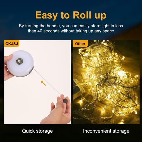Camping String Lights - 4 in 1 Outdoor Lights with 8 Lighting Modes, USB Charge & Battery Indicator, Durable & Waterproof for Camping Yard Hiking, Portable & Easy-to-Store (32.8ft) in Saudi Arabia