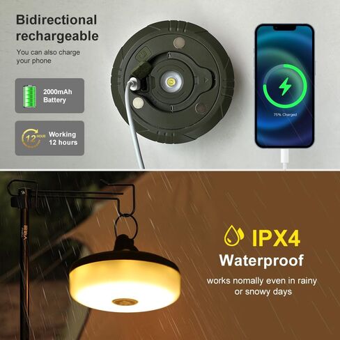 Camping String Lights - 4 in 1 Outdoor Lights with 8 Lighting Modes, USB Charge & Battery Indicator, Durable & Waterproof for Camping Yard Hiking, Portable & Easy-to-Store (32.8ft) in Saudi Arabia