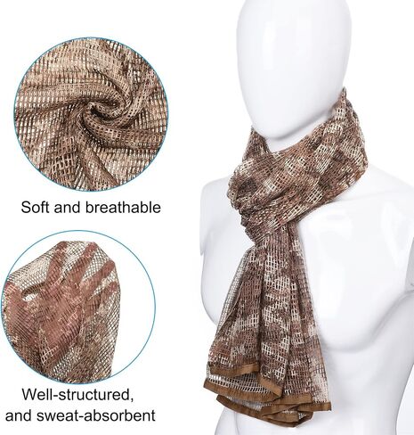 PATIKIL Camouflage Netting Camo Scarf, Camo Netting Veil Camo Mesh Neck Scarves Desert Mesh Scarves in Saudi Arabia