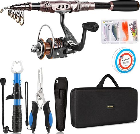 PLUSINNO Fishing Rod and Reel Combos Carbon Fiber Telescopic Fishing Pole with Reel Combo Sea Saltwater Freshwater Kit Fishing Rod Kit in Kuwait