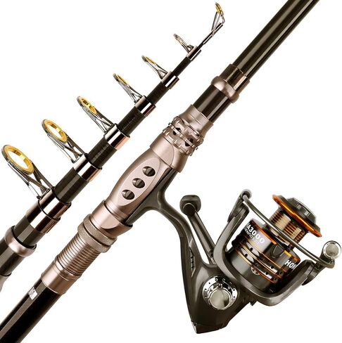 PLUSINNO Fishing Rod and Reel Combos Carbon Fiber Telescopic Fishing Pole with Reel Combo Sea Saltwater Freshwater Kit Fishing Rod Kit in Kuwait