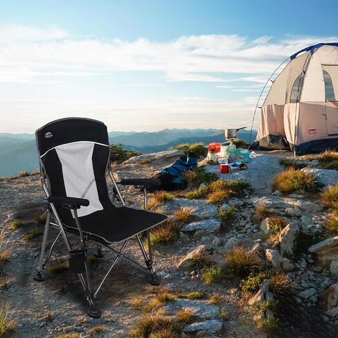 Camping Chair with Padded Hard Armrest,Cup Holder,Heavy Duty for Adults,Mesh Backrest,Portable Lawn Lightweight Outdoor Camp Chair,Support up to 400lbs in Saudi Arabia