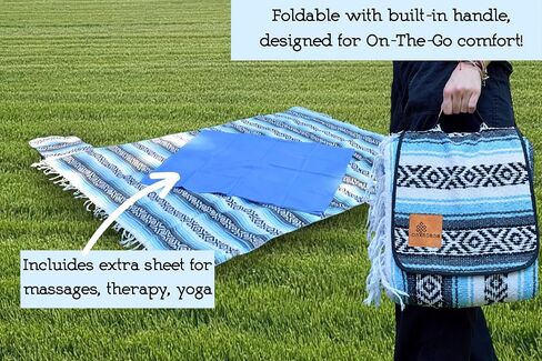 Designs Boho Blanket - Colorful Handmade Boho Blanket - Soft Woven Mexican Meditation and Yoga Therapy - Foldable, Portable Outdoor Blanket - Falsa Blanket with Massage/Therapy Sheet in Saudi Arabia