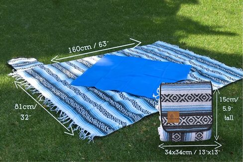 Designs Boho Blanket - Colorful Handmade Boho Blanket - Soft Woven Mexican Meditation and Yoga Therapy - Foldable, Portable Outdoor Blanket - Falsa Blanket with Massage/Therapy Sheet in Saudi Arabia