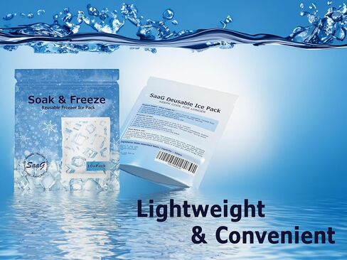 عبوات ثلج SaaG Soak & Freeze لصندوق التبريد - عبوة من 5 أو 10 قطع لصندوق الغداء أثناء السفر والتخييم - مناسبة لأكياس التبريد وصناديق الغداء - تحافظ على الطعام طازجًا وباردًا in Saudi Arabia