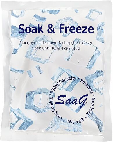 عبوات ثلج SaaG Soak & Freeze لصندوق التبريد - عبوة من 5 أو 10 قطع لصندوق الغداء أثناء السفر والتخييم - مناسبة لأكياس التبريد وصناديق الغداء - تحافظ على الطعام طازجًا وباردًا in Saudi Arabia