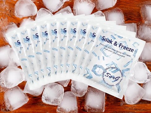 عبوات ثلج SaaG Soak & Freeze لصندوق التبريد - عبوة من 5 أو 10 قطع لصندوق الغداء أثناء السفر والتخييم - مناسبة لأكياس التبريد وصناديق الغداء - تحافظ على الطعام طازجًا وباردًا in Saudi Arabia